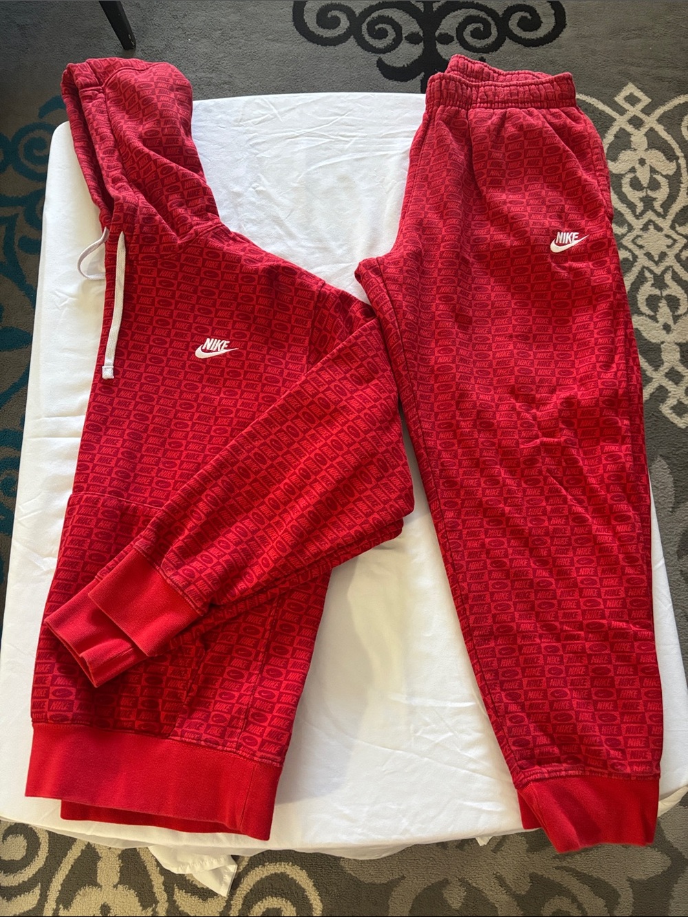 Nike Red Logo Hoodie & Jogger Set